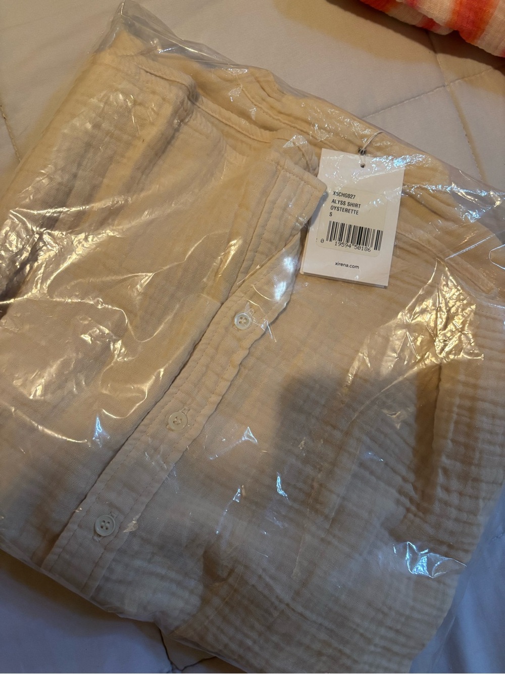 XiRENA Light Beige Button-Up Gauze Shirt